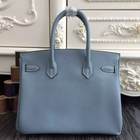 Replica Hermes Birkin 30cm 35cm Bag In Blue Lin Clemence Leather Fake Hermes Birkin 30cm 35cm Bag In Blue Lin Clemence Leather Replica
