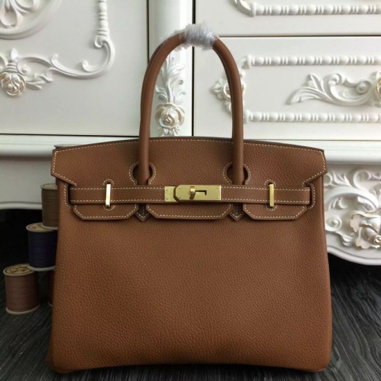 Fake Hermes Birkin 30cm 35cm Bag In Brown Clemence Leather Replica Replica Hermes Birkin 30cm 35cm Bag In Brown Clemence Leather