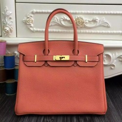 Fake Hermes Birkin 30cm 35cm Bag In Crevette Clemence Leather Replica