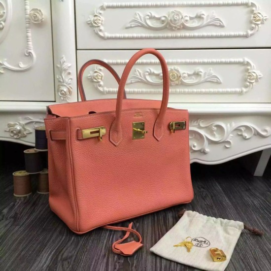 Replica Hermes Birkin 30cm 35cm Bag In Crevette Clemence Leather Fake Hermes Birkin 30cm 35cm Bag In Crevette Clemence Leather Replica