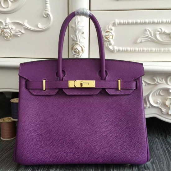 Fake Hermes Birkin 30cm 35cm Bag In Purple Clemence Leather Replica Replica Hermes Birkin 30cm 35cm Bag In Purple Clemence Leather