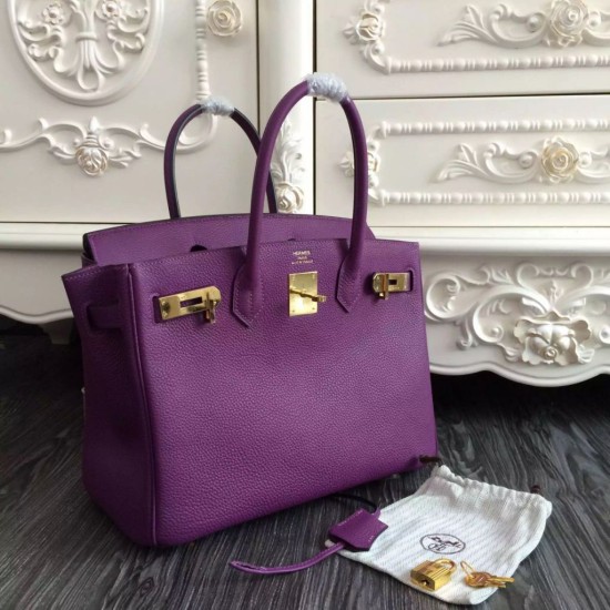 Fake Hermes Birkin 30cm 35cm Bag In Purple Clemence Leather Replica Replica Hermes Birkin 30cm 35cm Bag In Purple Clemence Leather