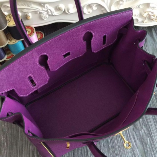 Fake Hermes Birkin 30cm 35cm Bag In Purple Clemence Leather Replica Replica Hermes Birkin 30cm 35cm Bag In Purple Clemence Leather
