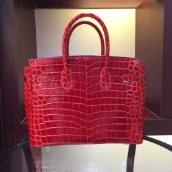 Fake Hermes Birkin 30cm 35cm Bag In Red Crocodile Leather Replica Fake Hermes Birkin 30cm 35cm Bag In Red Crocodile Leather Replica