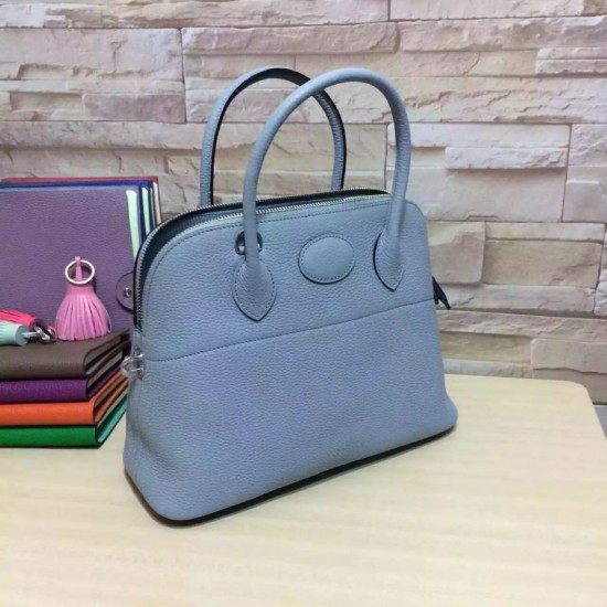 Fake Hermes Bolide 31 35 Bag In Azure Clemence Leather Replica Replica Hermes Bolide 31 35 Bag In Azure Clemence Leather