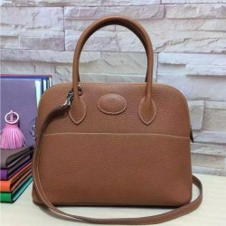 Replica Hermes Bolide 31 35 Bag In Brown Clemence Leather