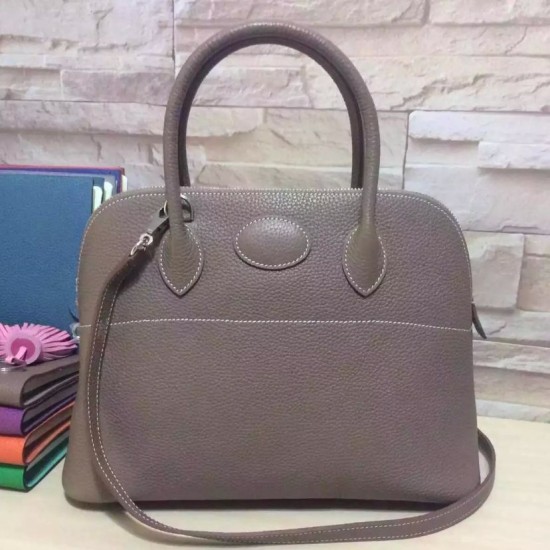 Fake Hermes Bolide 31 35 Bag In Grey Clemence Leather Replica Fake Hermes Bolide 31 35 Bag In Grey Clemence Leather Replica