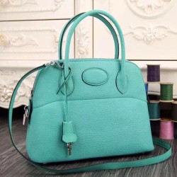 Replica Hermes Bolide Tote Bag In Turquoise Leather
