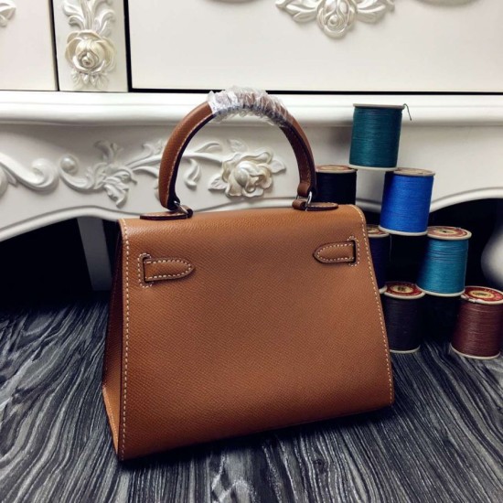 Replica Hermes Kelly 20cm Bag In Brown Epsom Leather Fake Hermes Kelly 20cm Bag In Brown Epsom Leather Replica