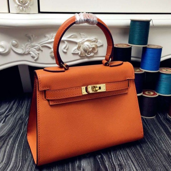 Fake Hermes Kelly 20cm Bag In Orange Epsom Leather Replica Fake Hermes Kelly 20cm Bag In Orange Epsom Leather Replica