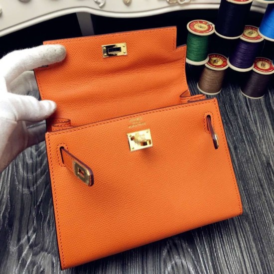 Fake Hermes Kelly 20cm Bag In Orange Epsom Leather Replica Fake Hermes Kelly 20cm Bag In Orange Epsom Leather Replica