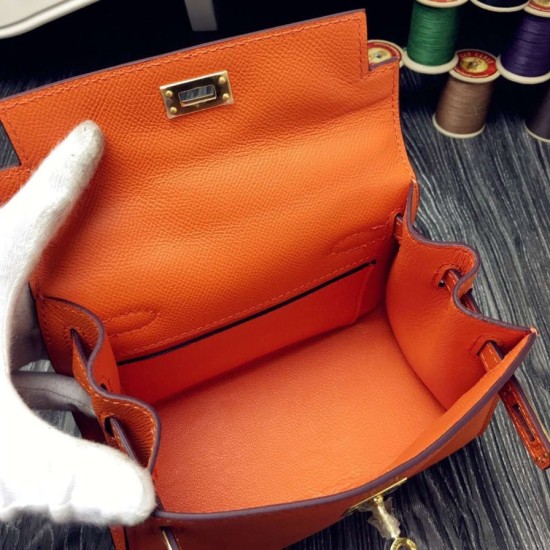 Fake Hermes Kelly 20cm Bag In Orange Epsom Leather Replica Fake Hermes Kelly 20cm Bag In Orange Epsom Leather Replica
