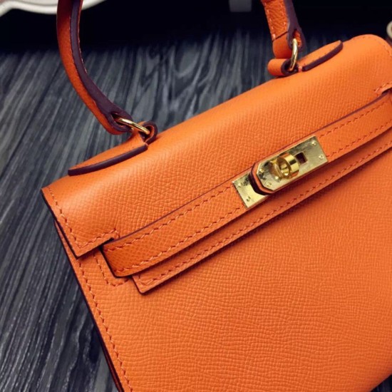 Fake Hermes Kelly 20cm Bag In Orange Epsom Leather Replica Fake Hermes Kelly 20cm Bag In Orange Epsom Leather Replica