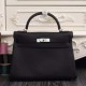 Fake Hermes Kelly Bag 28,32CM In Black Clemence Leather Replica Replica Hermes Kelly Bag 28,32CM In Black Clemence Leather