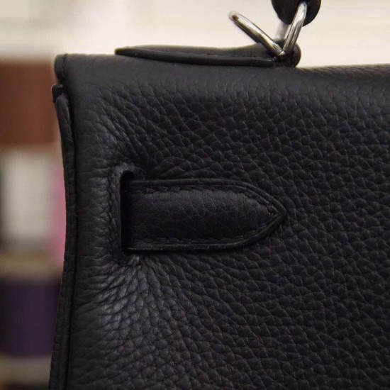 Fake Hermes Kelly Bag 28,32CM In Black Clemence Leather Replica Replica Hermes Kelly Bag 28,32CM In Black Clemence Leather