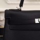 Fake Hermes Kelly Bag 28,32CM In Black Clemence Leather Replica Replica Hermes Kelly Bag 28,32CM In Black Clemence Leather