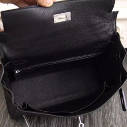 Fake Hermes Kelly Bag 28,32CM In Black Clemence Leather Replica Replica Hermes Kelly Bag 28,32CM In Black Clemence Leather