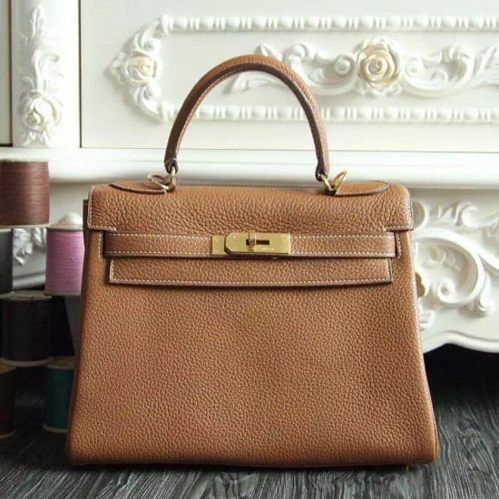 Replica Hermes Kelly Bag 28,32CM In Brown Clemence Leather Replica Hermes Kelly Bag 28,32CM In Brown Clemence Leather