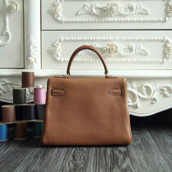 Replica Hermes Kelly Bag 28,32CM In Brown Clemence Leather Replica Hermes Kelly Bag 28,32CM In Brown Clemence Leather