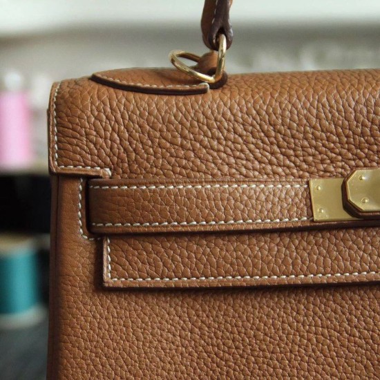 Replica Hermes Kelly Bag 28,32CM In Brown Clemence Leather Replica Hermes Kelly Bag 28,32CM In Brown Clemence Leather