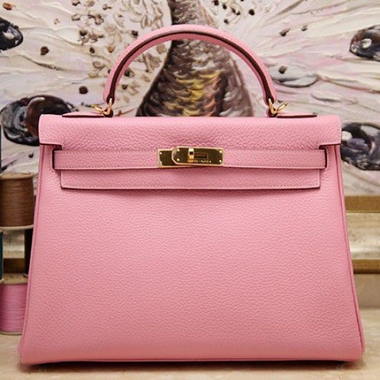 Replica Hermes Kelly Bag 28,32CM In Pink Clemence Leather Replica Hermes Kelly Bag 28,32CM In Pink Clemence Leather