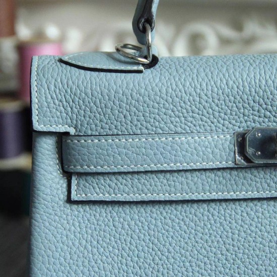 Replica Hermes Kelly Bag In Azure Clemence Leather Replica Hermes Kelly Bag In Azure Clemence Leather