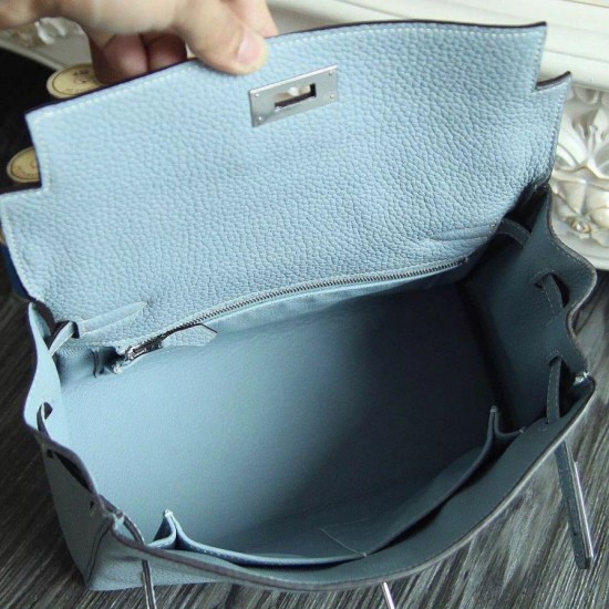 Replica Hermes Kelly Bag In Azure Clemence Leather Replica Hermes Kelly Bag In Azure Clemence Leather
