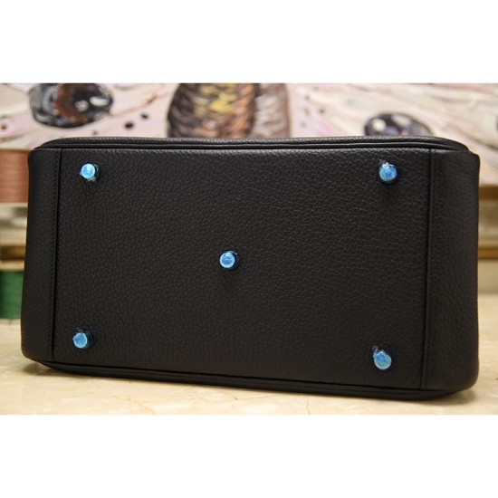 Replica Hermes Lindy 26cm 30cm 34cm Bag In Black Leather Fake Hermes Lindy 26cm 30cm 34cm Bag In Black Leather Replica