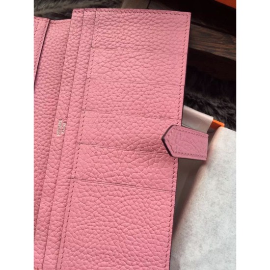 Replica Hermes Bearn Wallet In Pink Leather
