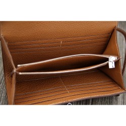 Fake Hermes Kelly Longue Wallet In Brown Clemence Leather Replica Fake Hermes Kelly Longue Wallet In Brown Clemence Leather Replica