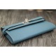 Replica Hermes Kelly Longue Wallet In Jean Blue Clemence Leather