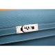 Replica Hermes Kelly Longue Wallet In Jean Blue Clemence Leather