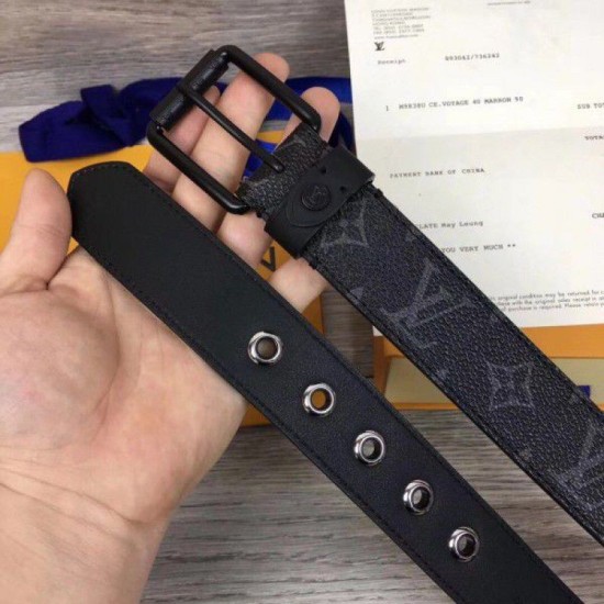 Fake Louis Vuitton Voyager 35mm Belt Monogram Eclipse M0043T Replica