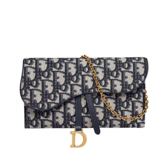 Replica Christian Dior Saddle long wallet with flap S5614 Dark Blue Replica Christian Dior Saddle long wallet with flap S5614 Dark Blue