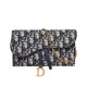 Replica Christian Dior Saddle long wallet with flap S5614 Dark Blue Replica Christian Dior Saddle long wallet with flap S5614 Dark Blue