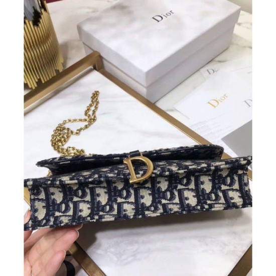 Replica Christian Dior Saddle long wallet with flap S5614 Dark Blue Replica Christian Dior Saddle long wallet with flap S5614 Dark Blue