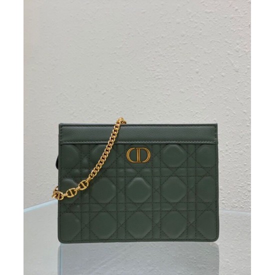 Fake Christian Dior Caro Zipped Pouch Green Replica Replica Christian Dior Caro Zipped Pouch Green