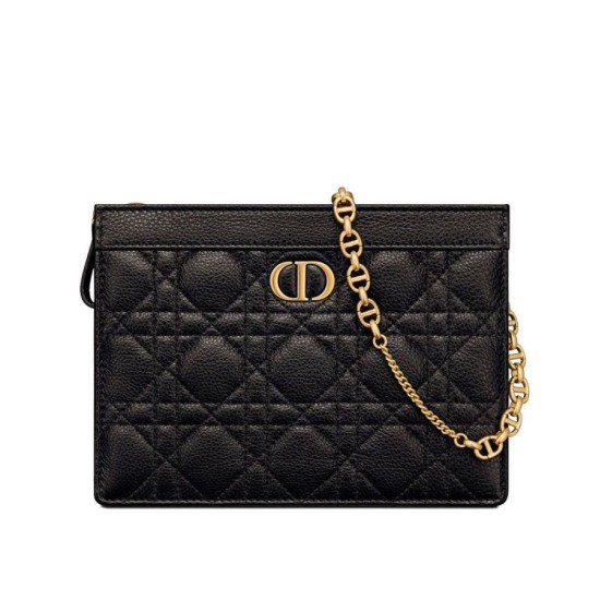 Replica Christian Dior Caro Zipped Pouch Black Fake Christian Dior Caro Zipped Pouch Black Replica