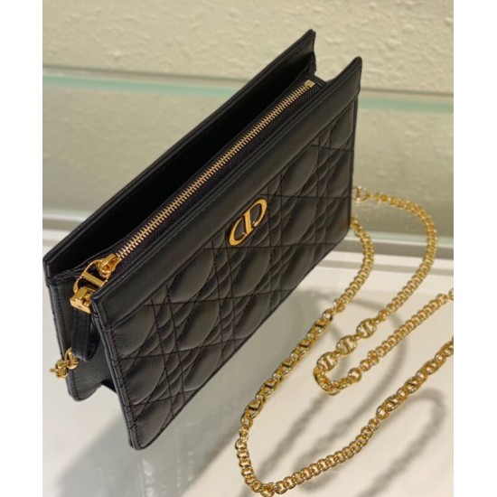 Replica Christian Dior Caro Zipped Pouch Black Fake Christian Dior Caro Zipped Pouch Black Replica