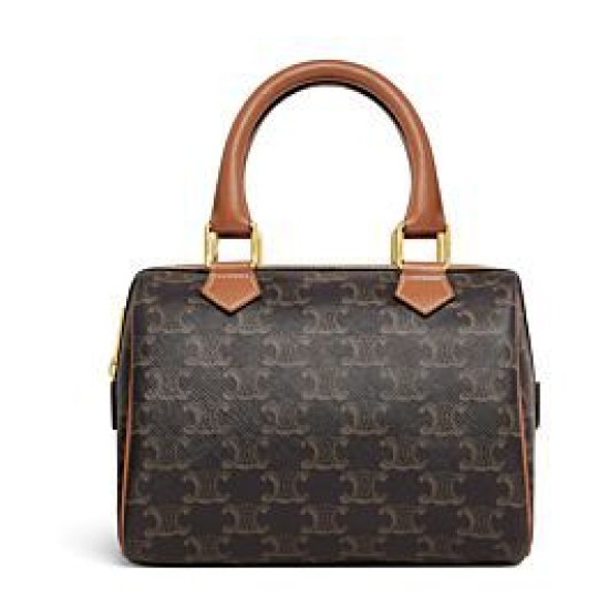 Replica Celine Small Boston In Triomphe Canvas Coffee Fake Celine Small Boston In Triomphe Canvas Coffee Replica