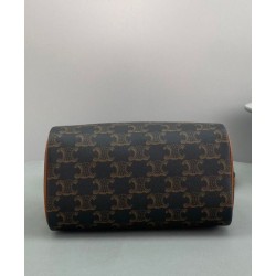 Fake Celine Small Boston In Triomphe Canvas Coffee Replica