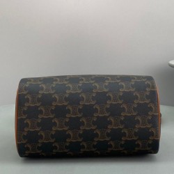 Fake Celine Small Boston In Triomphe Canvas Coffee Replica