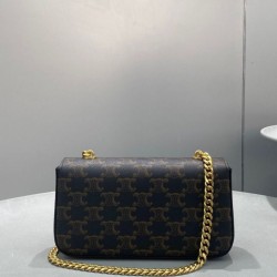 Replica Celine Chain Shoulder Bag Triomphe In Triomphe Canvas Coffee