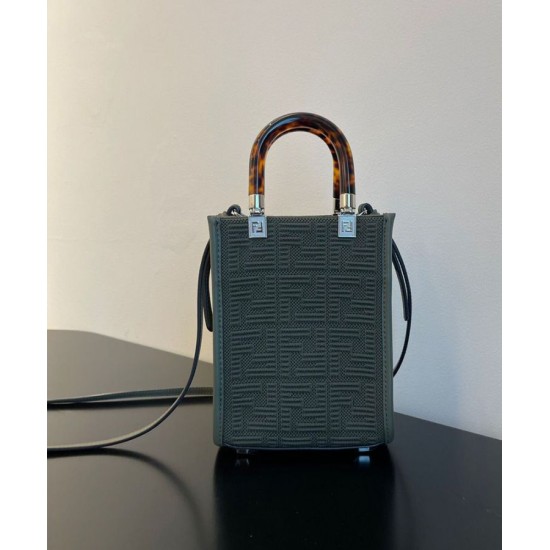 Replica Mini Sunshine Shopper FF Fabric Mini Bag 8BS051 Green Fake Mini Sunshine Shopper FF Fabric Mini Bag 8BS051 Green Replica