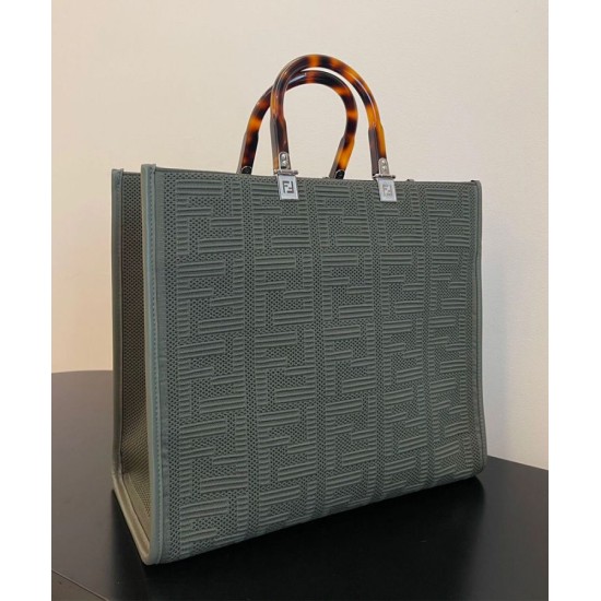 Replica Sunshine Medium FF Fabric Shopper Green Replica Sunshine Medium FF Fabric Shopper Green