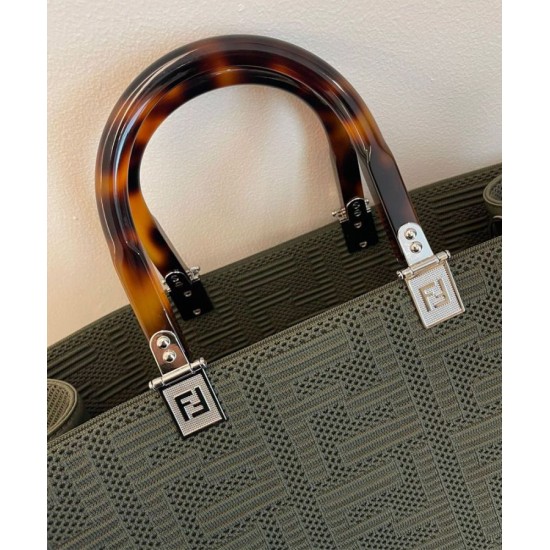 Replica Sunshine Medium FF Fabric Shopper Green Replica Sunshine Medium FF Fabric Shopper Green