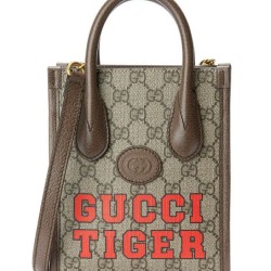 Replica Gucci Tiger GG Mini Tote Bag 671623 Dark Coffee