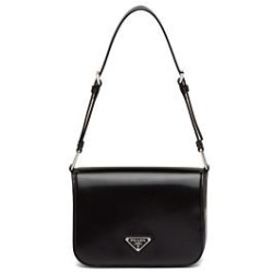 Replica Prada Brushed leather shoulder bag 1BD308 Black