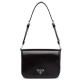 Fake Prada Brushed leather shoulder bag 1BD308 Black Replica Replica Prada Brushed leather shoulder bag 1BD308 Black