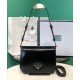 Fake Prada Brushed leather shoulder bag 1BD308 Black Replica Replica Prada Brushed leather shoulder bag 1BD308 Black